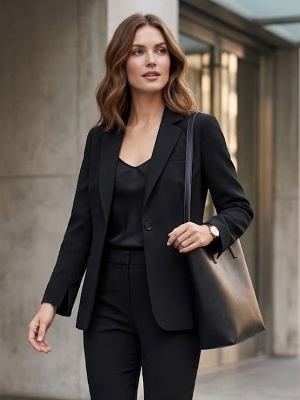 Jones New York Platinum Black Single Button Blazer